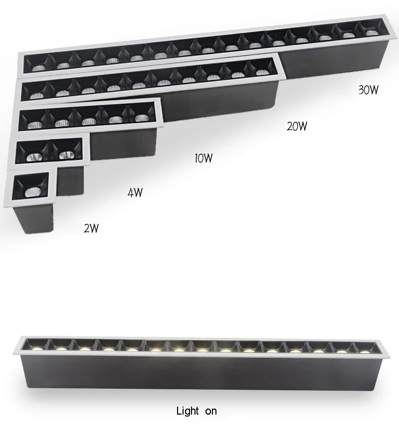 Современные встраиваемые линейные лампы светодиодные лампы 22,5 Вт 15 головок 41,5 см свет для доски офиса спальни кухни внутренний свет в помещении