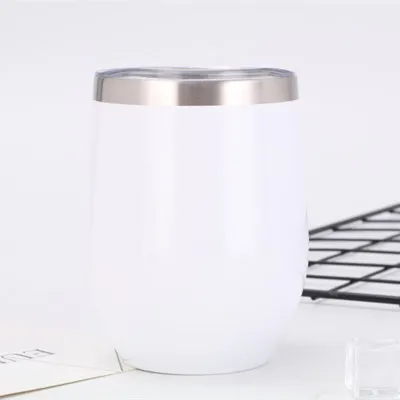 no handle ring white 12 унций, кружка для яиц, стакан для вина, чашка для кофе, термос для воды, 18/8, нержавеющая сталь, изолированная, вакуумная, 2 стенки, стекло с/без ручки - Цвет: no handle ring white