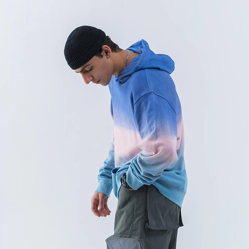 Градиент Tie Dye цветной блок Лоскутные мужские толстовки уличная хип хоп толстовки осенне-зимняя мужская толстовка с капюшоном R2321