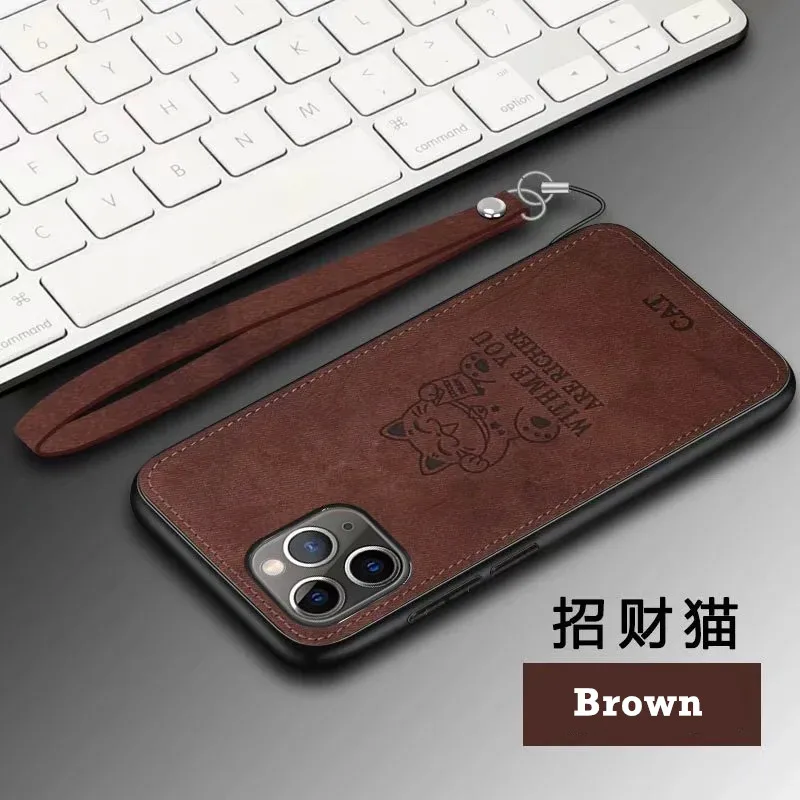 thumbnail image 1 of Funda de tela de moda para iPhone XR, X, Xs, Max, 11, 13, 14, 15 Pro, Max, 12, Mini, SE, 15 Plus, 7, 8, imán integrado, cubierta de hierro, carcasa de gato de ciervo, 1 of 5