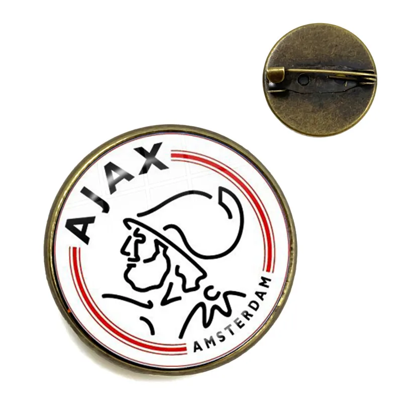 AJAX эмблема футбольной команды стеклянная брошь из кабошона Eredivisie leages логотип