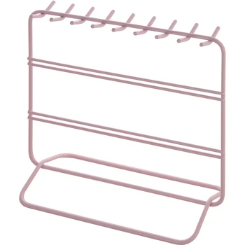 

Iron Art Pink Makeup Organizer Jewelry Box Creative Cosmetic Organizer Ring Rack Necklace Display Organizer