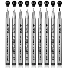 9 шт Черная микро-ручка Fineliner чернильная ручка, техническая ручка, мультилайнер каллиграфия, водонепроницаемые Archival чернила, художественная иллюстрация