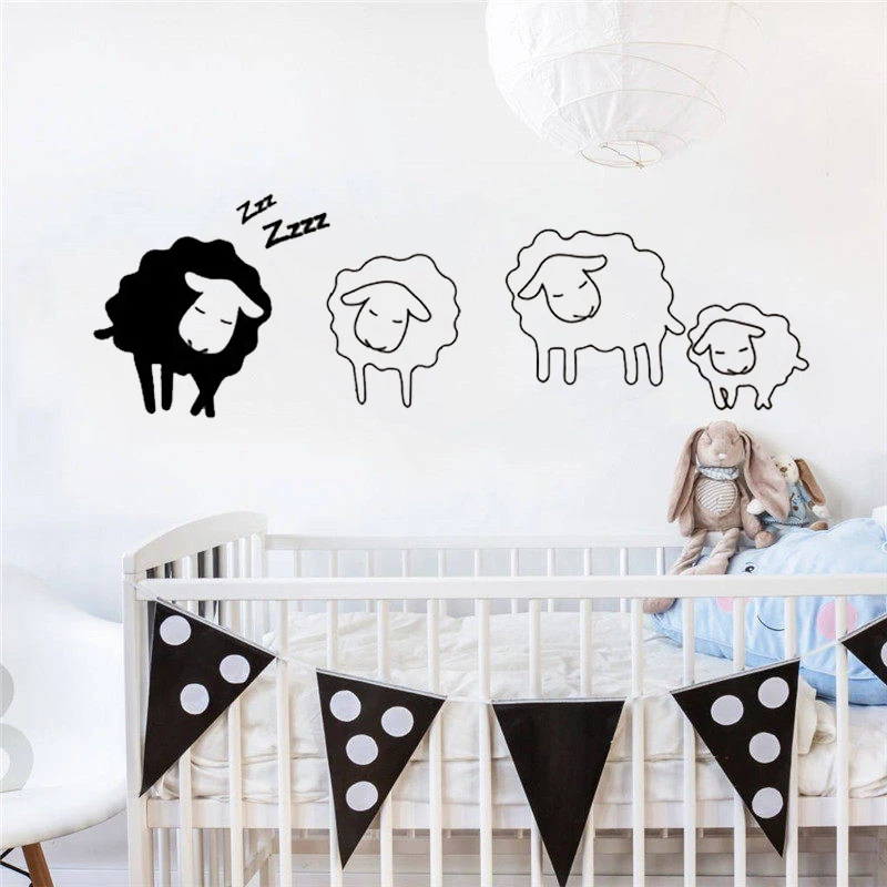 

Sleeping Sheep Wall Decal Vinyl Removable Cute Nursery Animal Sticker Cartoon Poster Art Design Baby Bedroom Decoration W697