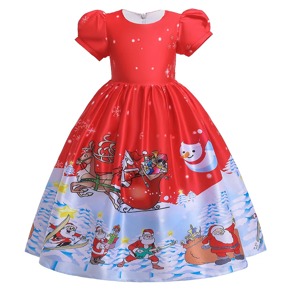 Teens Girls Party Dresses For Girls Kids Santa Claus Print Ball Gown Girls Clothes Children Clothing Carnival Christmas Dress (18)
