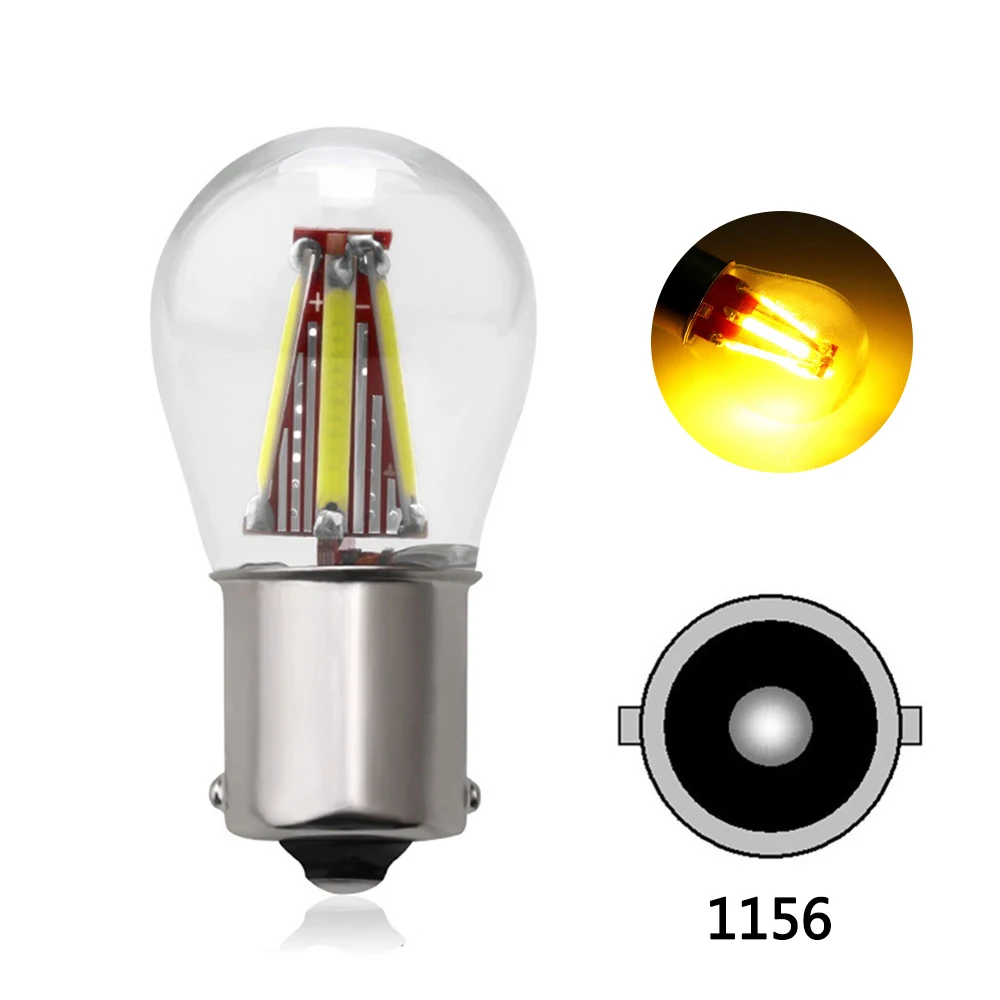 Yellow 1156 4LED нити 1157 BAY15D 21/5 Вт автомобильный резервный задний стоп лампочка для фонарей стоп-сигналов белая лампа Автомобильные стояночные огни - Испускаемый цвет: Yellow 1156