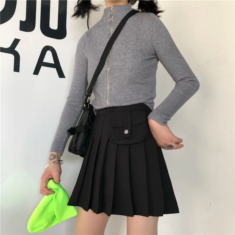 Faldas mujer moda плиссированные однотонные летние юбки в стиле сафари, женская одежда в стиле Харадзюку, юбки с высокой талией, женская одежда