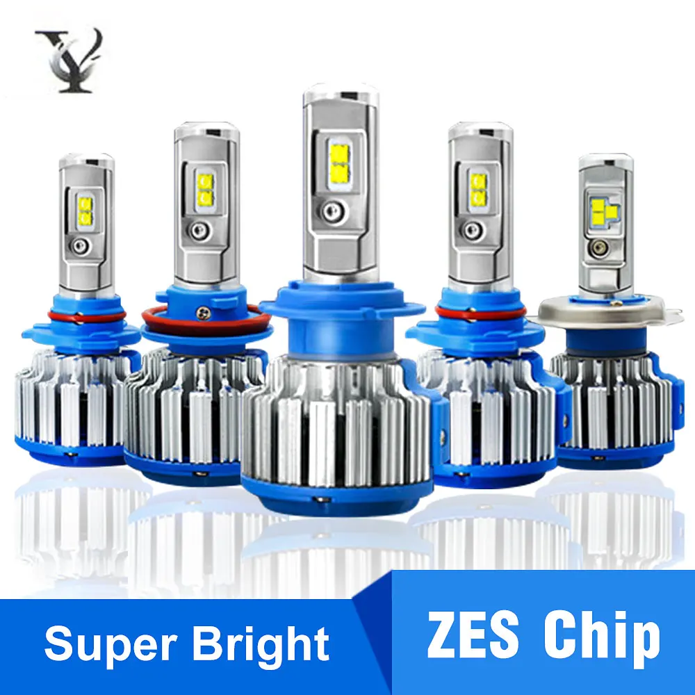 Супер яркие светодиодные фары H7 H4 ZES чипы Turbo Canbus H1 H3 H8 H11 9005 9006 9012 комплект