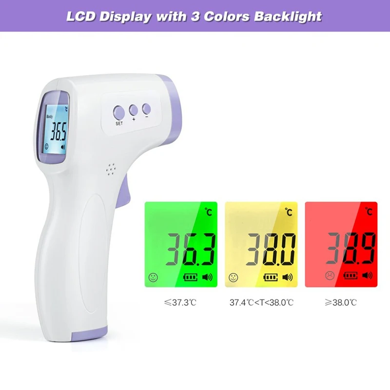 Digital Thermometer Contactless Fever Human Body Infrared LCD Forehead for Kids Adults