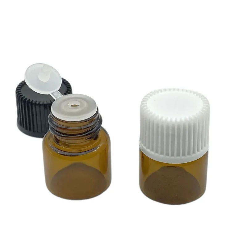 

50pcs 1ml 16*22mm Amber Glass Bottles With Pull Orifice Reducer Screw Cap Mini Empty Wishing Vials Perfume Samples Bottle