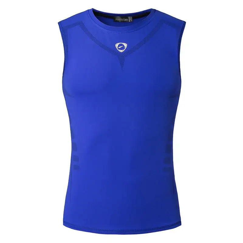 

jeansian Sport Tank Tops Tanktops Sleeveless Shirts Running Grym Workout Fitness Slim Compression LSL207 OceanBlue