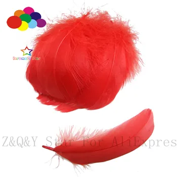 

50-100 natural goose feathers floating in 5-12CM (2-4 inches) dyed red DIY craft jewelry show costume feather