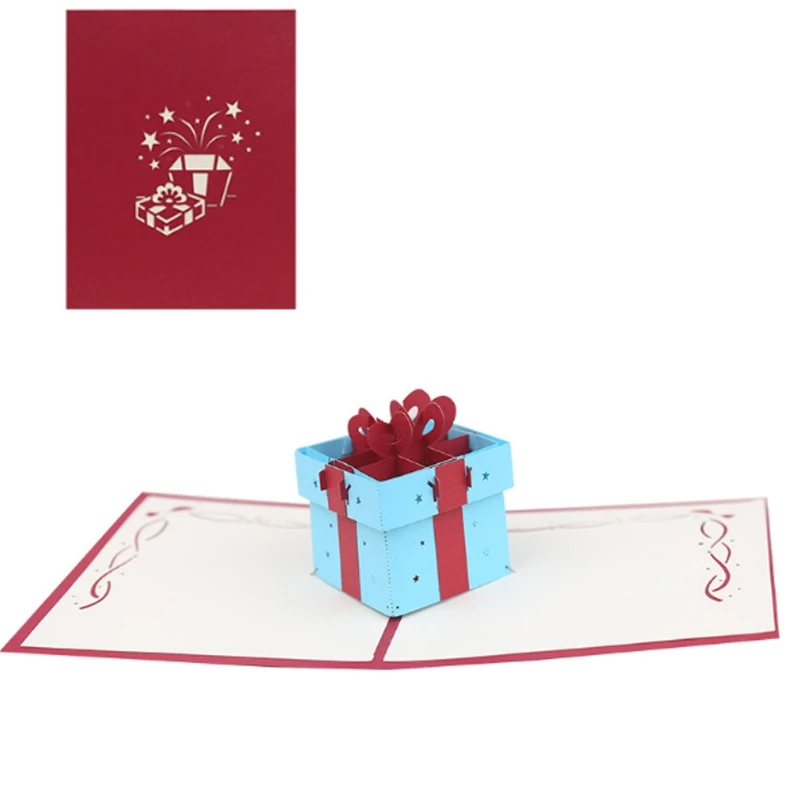  Gift Box Greeting Cards Handmade Birthday Wedding Invitation 3D Pop Up Card New D08D - 4.00036E+12