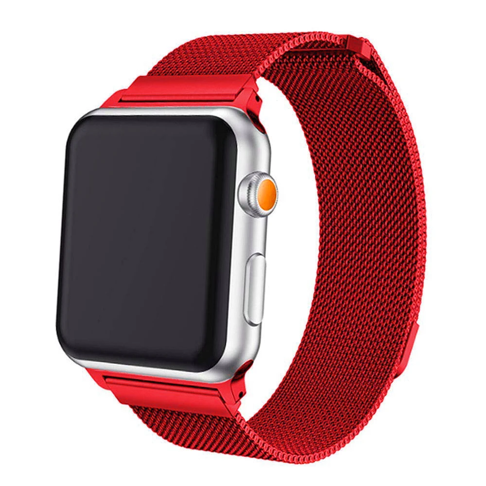 Ремешки для Apple Watch, Миланская петля, ремешок из нержавеющей стали, магнитная застежка, замена для iWatch серии 5/4/3/2 - Цвет ремешка: 6 Red