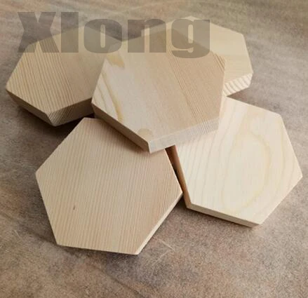 

5pcs side:50mm thickenss:20mm Solid Pine Sheet Polygon 6-Sided Wooden Block Honeycomb-Shaped Block DIY Shaped Wooden Board