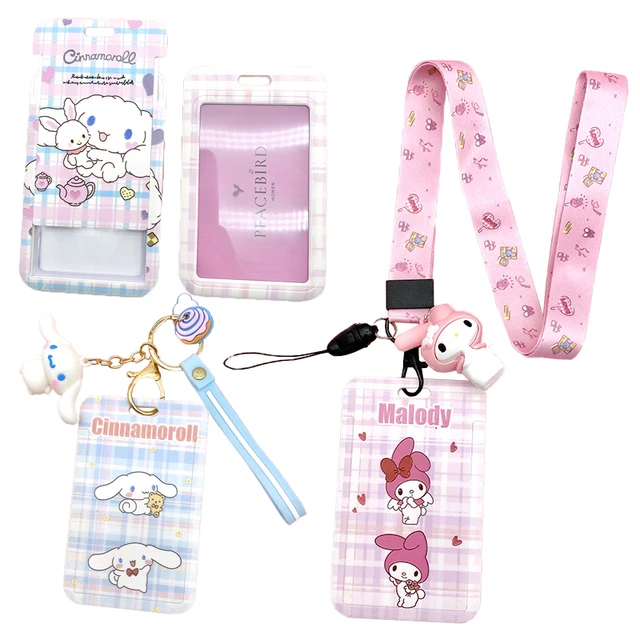 Kawaii Anime Card Sleeve Cinnamoroll Kuromi My Melody Cartoon Cute Student Campus Meal Card Bus Card Keychain Protection Cover 1