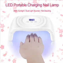 Беспроводная 36 Вт УФ лампа для отверждения гелем Беспроводная 36 Вт Светодиодная лампа для ногтей сушилка для отверждения лака портативная перезаряжаемая 3 таймера Мини ЖК-дисплей