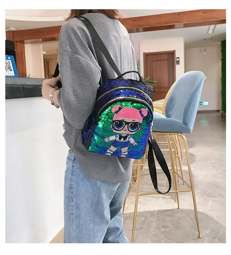 Женский рюкзак с блестками на плечо, школьный рюкзак для девушек, дорожная сумка для девушки, Мультяшные рюкзаки, сумки на плечо