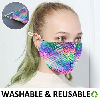 

1/2/5 Pcs Pm2.5 Face Mask Mouth Mask Washable Reuse Windproof Foggy Haze Pollution Face Mask Sequins Mouth Cover Mascarillas