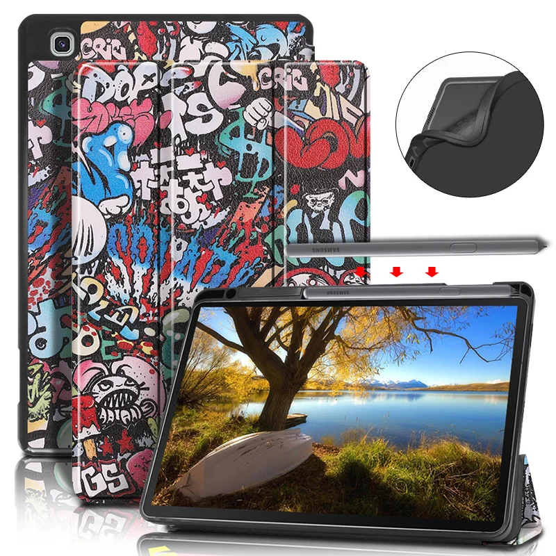 2020 Per Samsung Galaxy Tab A7 T500 Custodia Con Portapenne Custodia Tripla Per Samsung Galaxy Tab S6 Lite 10.4/Tab S7 Penna Per Pellicola