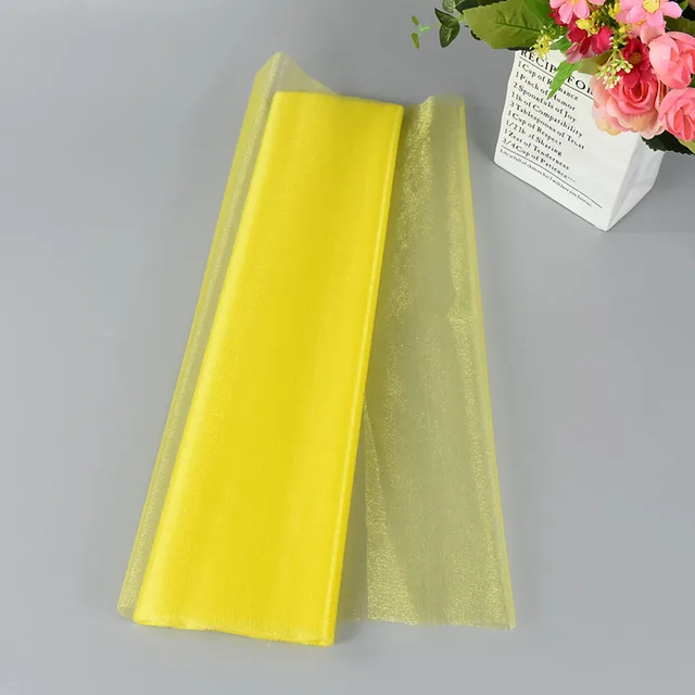 5/10m Wedding Decoration Tulle Roll Crystal Organza Sheer Fabric For Birthday Party Backdrop Wedding Chair Sashes Decor Yarn Yellow
