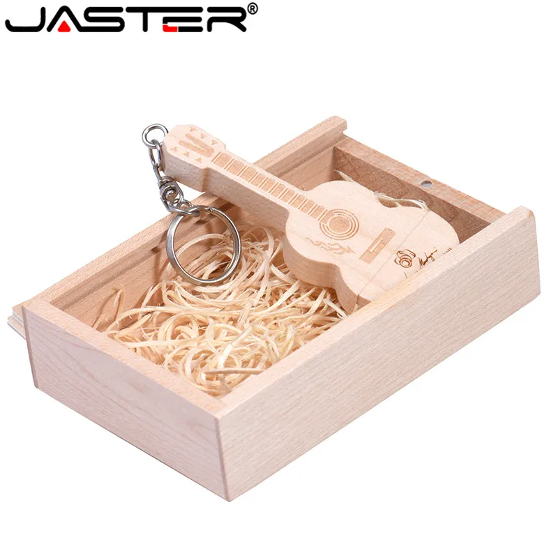 Usb флеш накопитель JASTER 4 64 Гб с деревянной бамбуковой гитарой и логотипом в