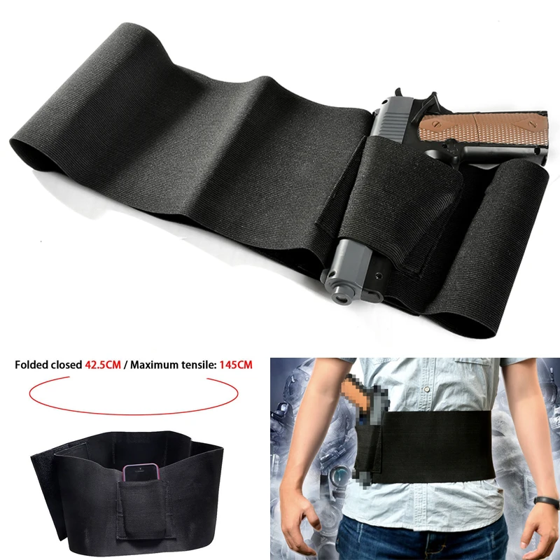 

Tactical Belly Band Holster for Concealed Carry Hand Gun Waist Pouch for Glock 19, 17, 42, 43, P238, Ruger LCP, Pistols