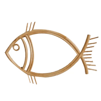 

Rattan Frame Mirror Decor Fish Shape Wall Frames Decor Frame, Home Wall Decoration Mirror Frame, Not Included Mirror