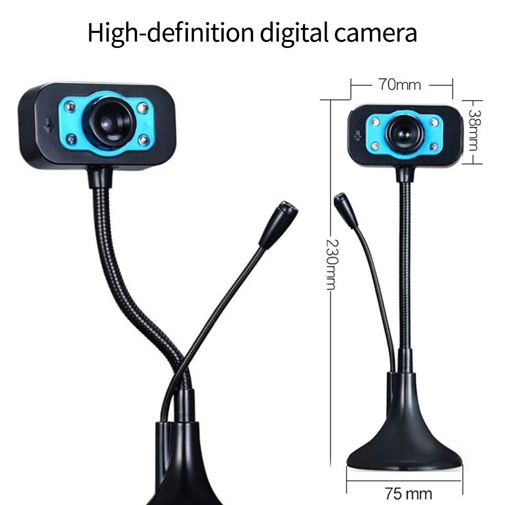 Webcam HD Web Camera Built-in Microphone USB Plug Web Cam Night Vision For PC Computer Mac Laptop Desktop YouTube Skype