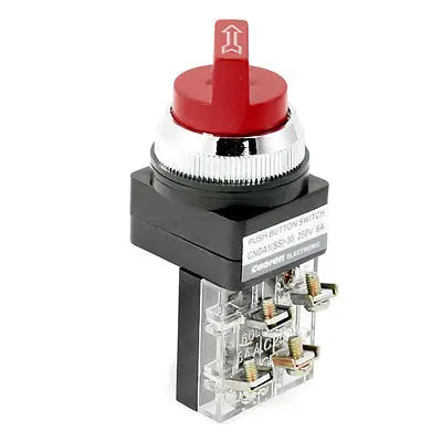 

AC 250V 6A 1NO 1NC DPST Red Selector 2 Position Self-Locking Push Button Switch