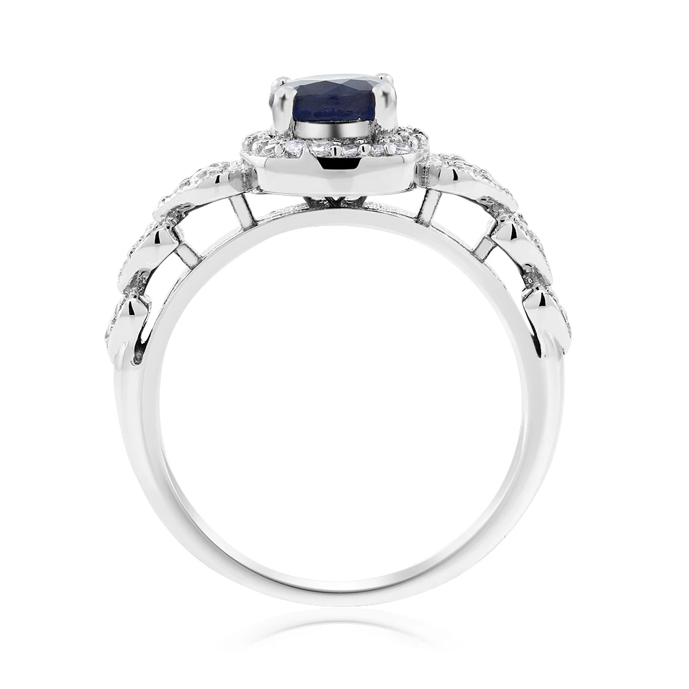 GemStoneKing 925 пробы серебряное круглое кольцо с натуральным Синим Сапфиром И