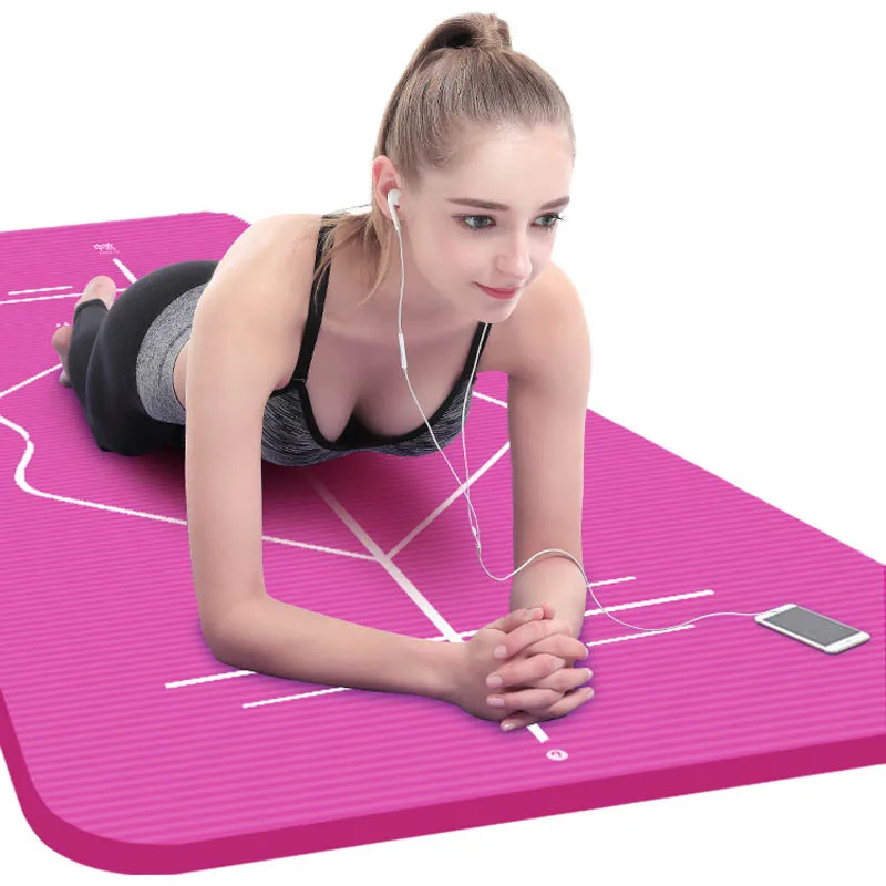 185 см NBR коврик для начинающих йоги с линией положения удлиненный утолщенный нескользящий матрас коврик для йоги Топ для занятия танцами Пилатес тренажерного зала оборудование для формирования формы
