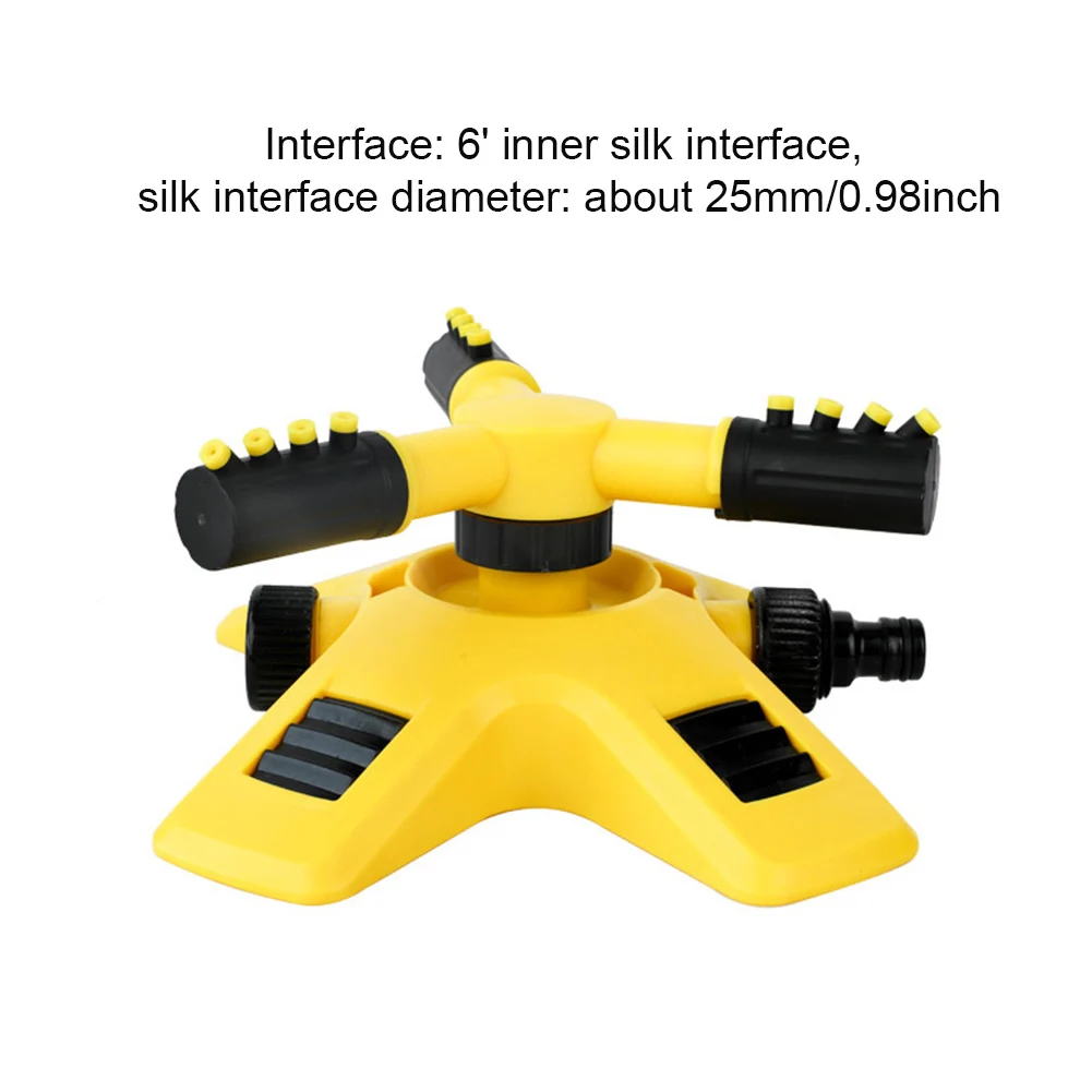 2 Modes Sprinkler Watering System Automatic 360 Degree Rotating Nozzle 3-Arm Grass Lawn Irrigation Sprinkler with Connectors