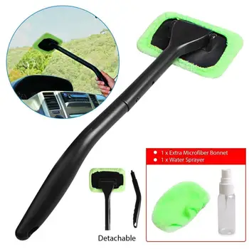 

Microfiber Auto Window Cleaner Long Handle Car Wash Glass Brush Wiper Detailing Care Car Windshield Cleaning Rag Brush B7N3