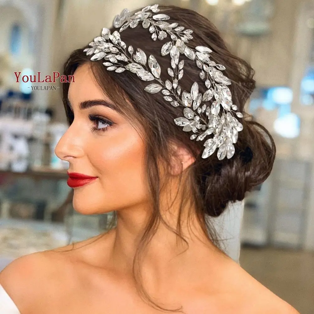 YouLaPan HP312 Bridal Hair Pieces Bridemaids Head Pieces Crystal Headbands for Women Jeweled Hair Accessories Rhinestone Tiara