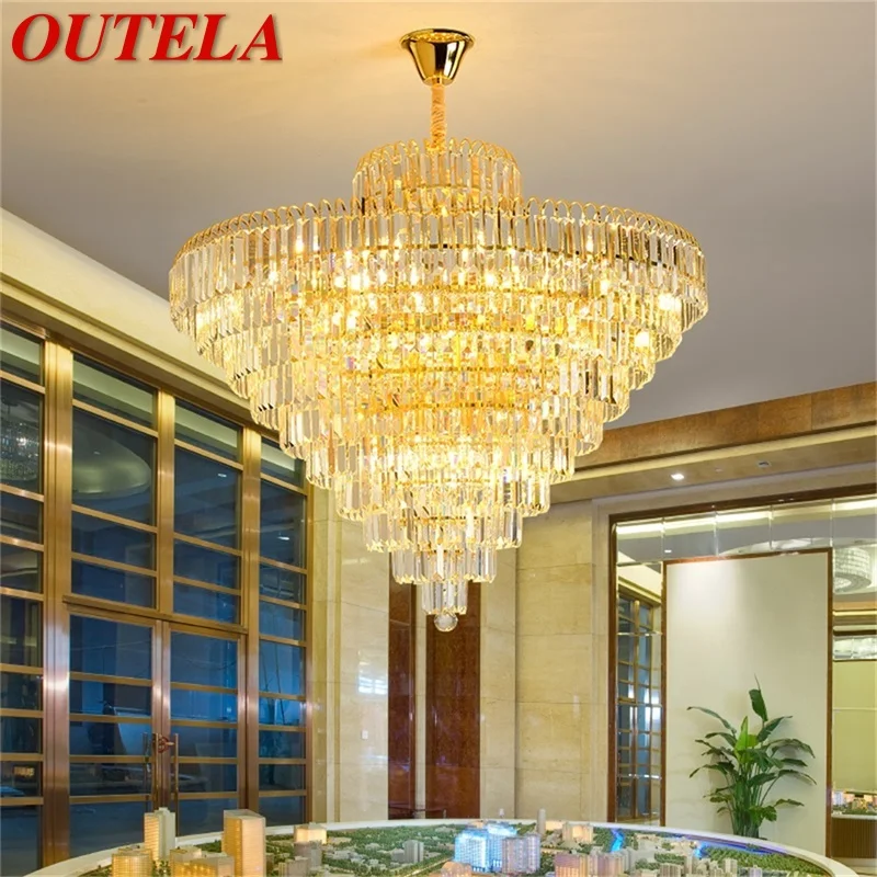 

OUTELA Postmodern Gold Chandelier Crystal Pendant Lamp Luxury Light Home LED Fixtures for Living Dining Room