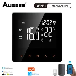 Aubess Tuya Smart Thermostat Temperature Controller WiFi Water Electric Heating With Build In Sensor Support Alexa Google Home