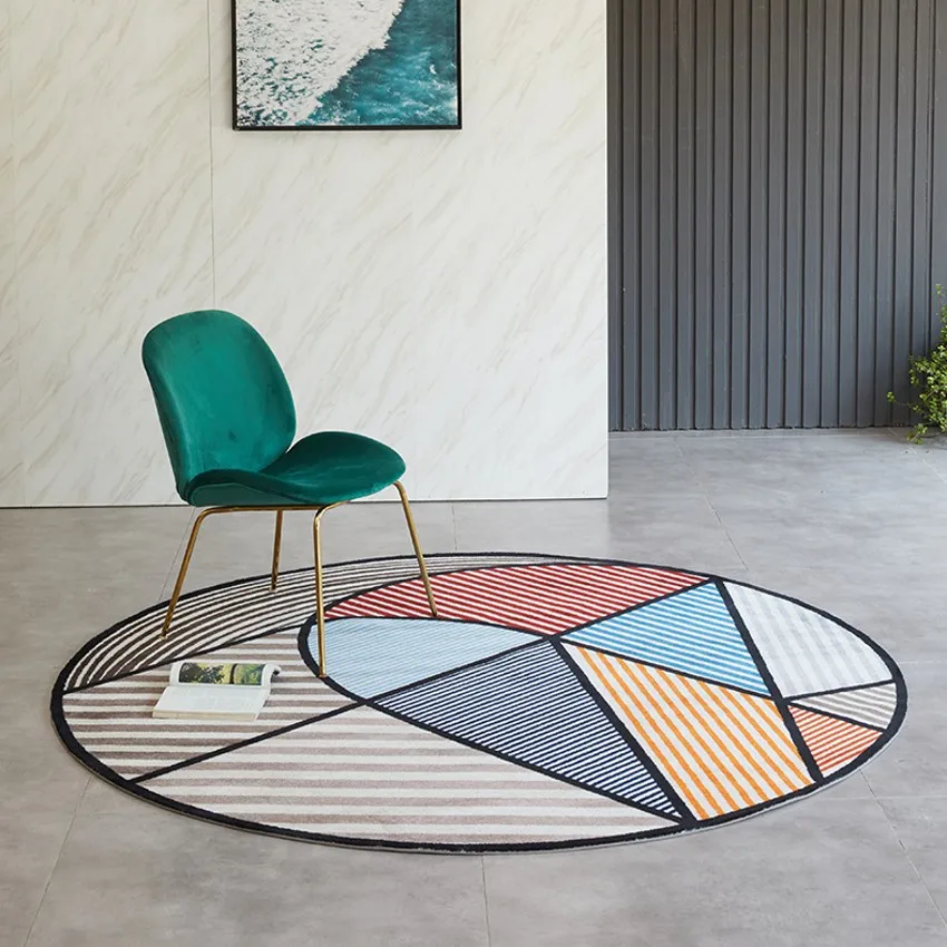 Нордический геометрический круглый коврик для гостиной, декоративный ковер для гостиной, ковер для гостиницы, INS популярный машинный тканый ковер