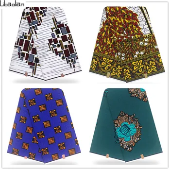 

White African wax fabric Nigerian Real Wax Fabric Washable for Women Ankara 100% Cotton Fabrics Pange 6yards high Quality F28-11