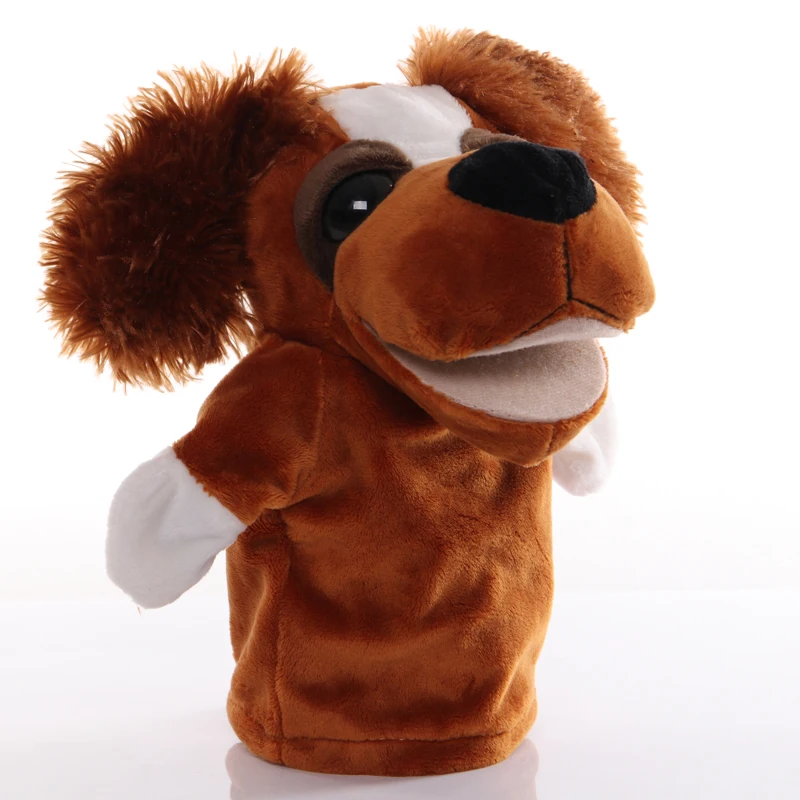 1pcs 25cm 손 인형 개 동물 플러시 장난감 교육 손 인형 이야기 어린이 선물을 위한 인형 놀이 척