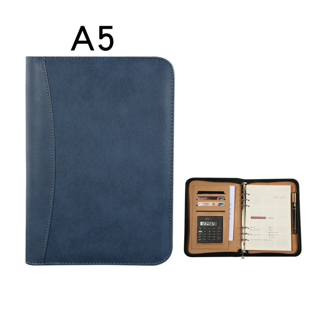 Blue A5, искусственная кожа, спираль, личный планировщик молочных продуктов, блокнот-органайзер, блокнот для путешествий, менеджер, бизнес папка-подкладка, калькулятор - Цвет: Blue