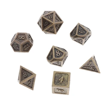 

7 Lot Polyhedral Dice Standard Size Bronze For Dragon Scale DnD Pathfinder