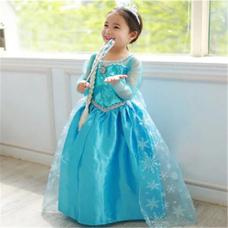 Детские платья в стиле Эльзы из мультфильма «Холодное сердце» Фантазия на Хэллоуин платье принцессы для девочек принцессы Эльзы Косплэй вечерние Детские Детский костюм Одежда для детей