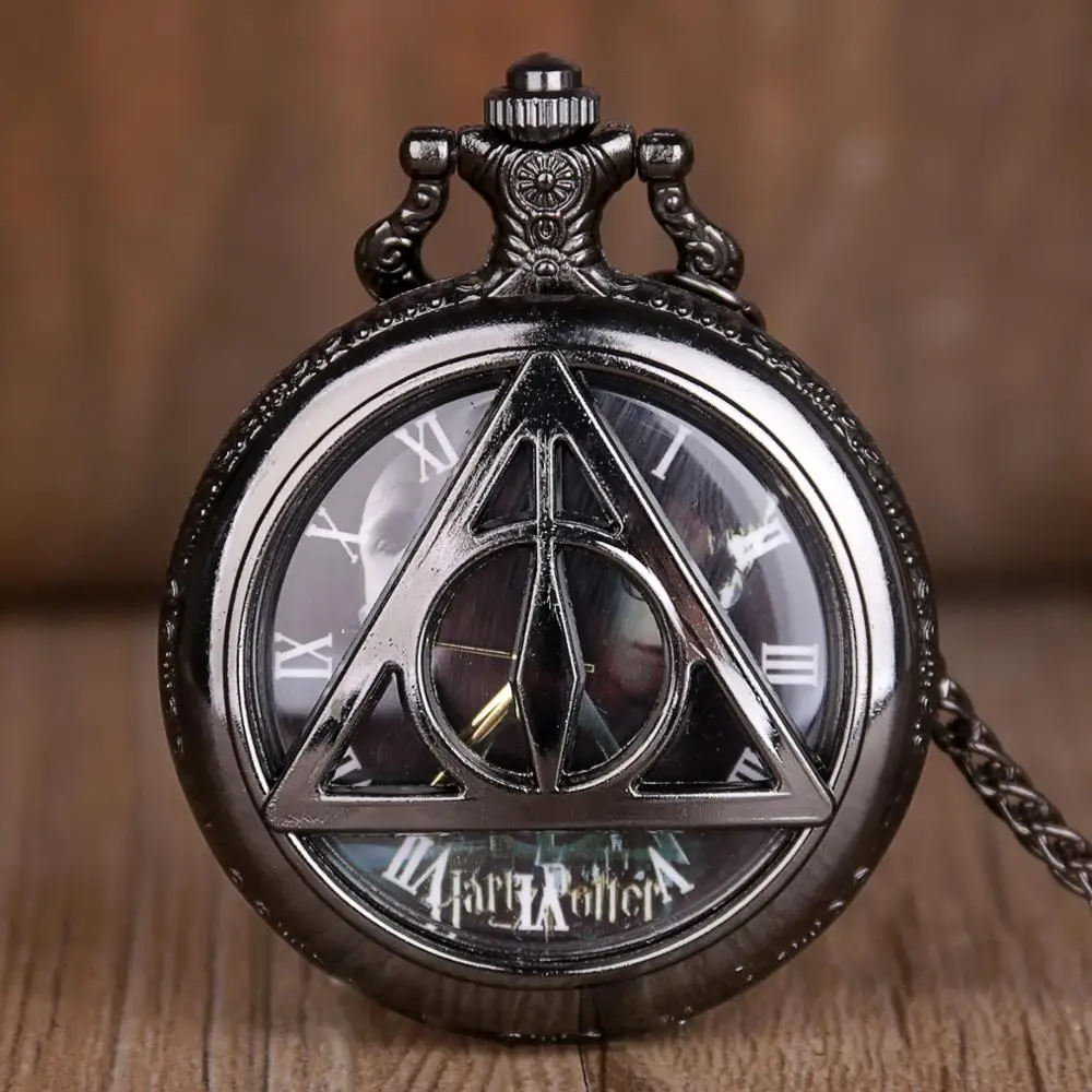 Reloj de bolsillo de cuarzo hueco para hombres y mujeres, colgante de collar, Retro, negro, negro, regalo para niños