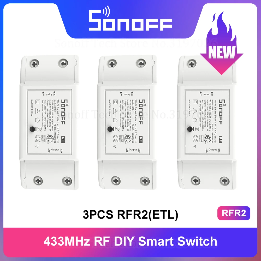 SONOFF RFR2 433MHz Wifi bricolage commutateur sans fil intelligent Module de contrôleur de lumière commande vocale état de synchronisation scène intelligente via lapplication eWeLink