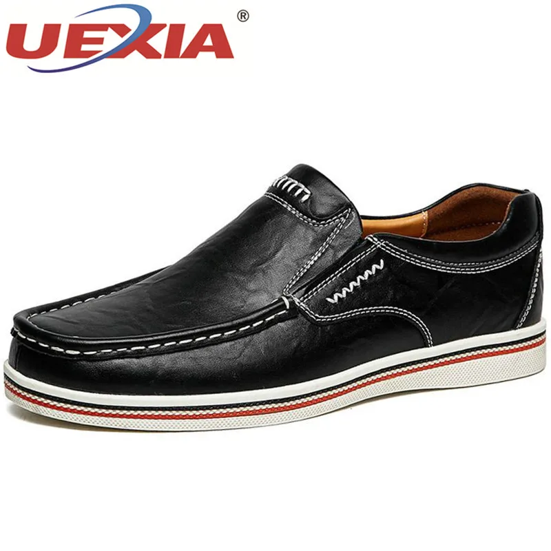 

UEXIA New Men Shoes Genuine Leather Comfortable Men Casual Shoes Footwear Chaussures Flats For Men Slip On Lazy Shoes Size 38-47