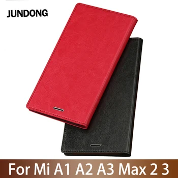 

Flip Phone Case For Xiaomi Mi 5s Plus 6 8 9 lite 9se 9T Pro Case Oil wax skin Suction cup Cover