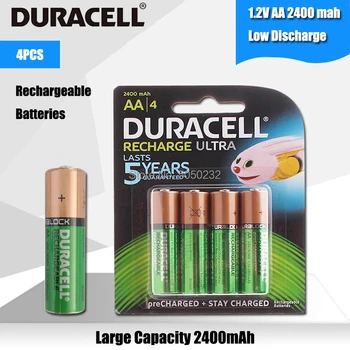 

4PCS DURACELL Original AA 2400mAh NI-MH Rechargeable Batteries For Camera Flashlight Toy remote control PreCharged