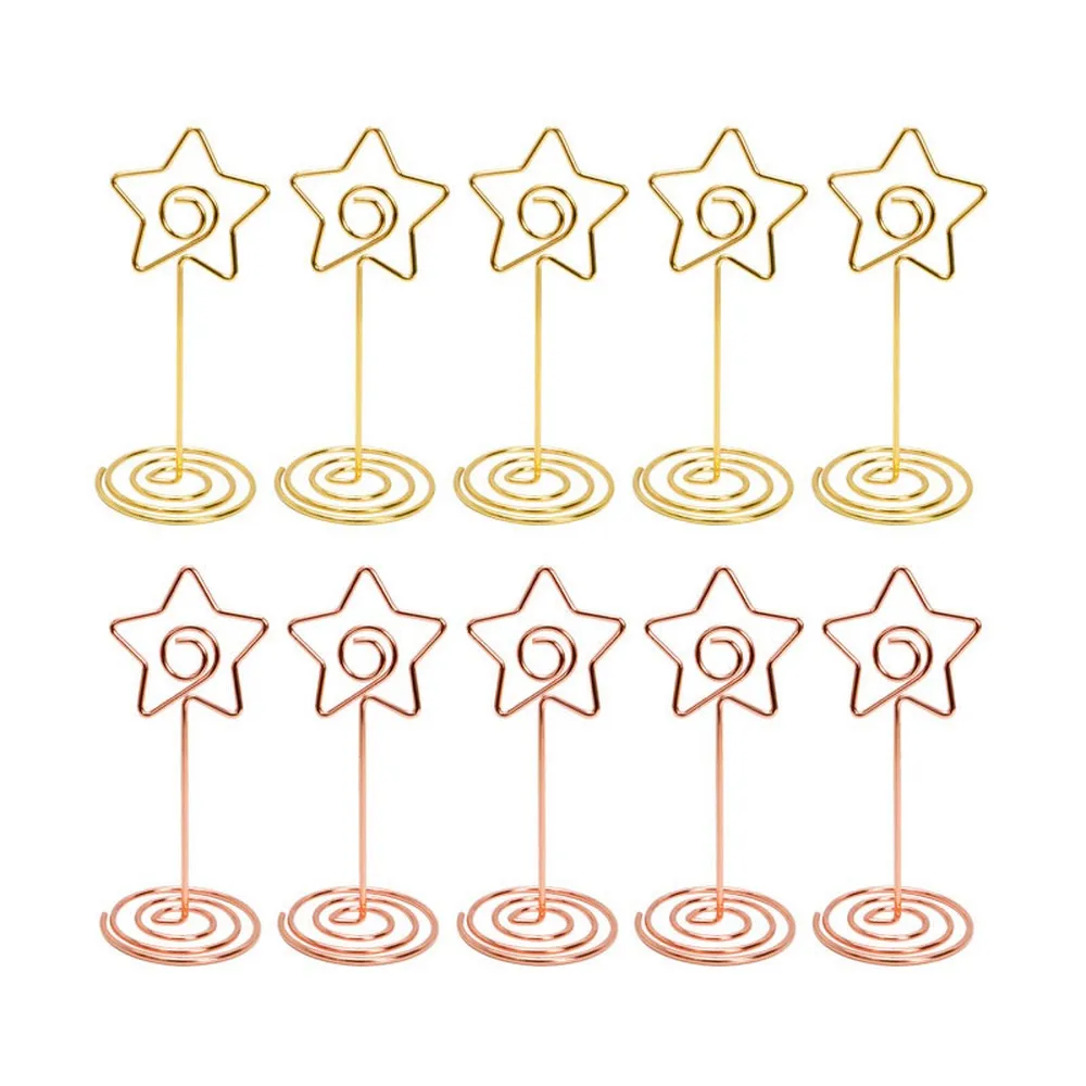 

12PCS Wedding Venue Seat Card Bracket Creative with A Note Pad Clip Card Holder Love Five-pointed Star Wedding Party Seat Clip