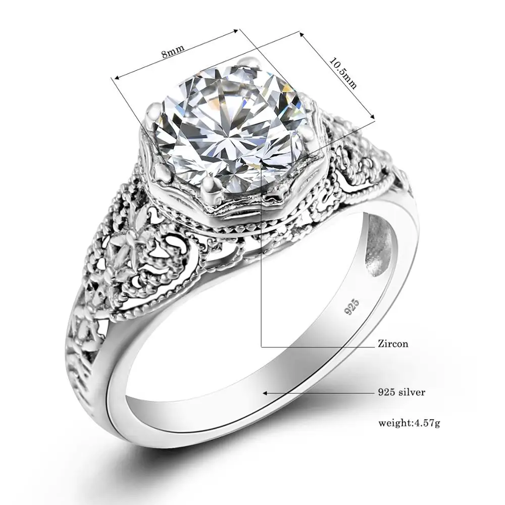 Bague En Argent Massif 925 - Modèle Murat Avec Pierre Zircon, Couleur Argenté - Neuf Sans Emballage